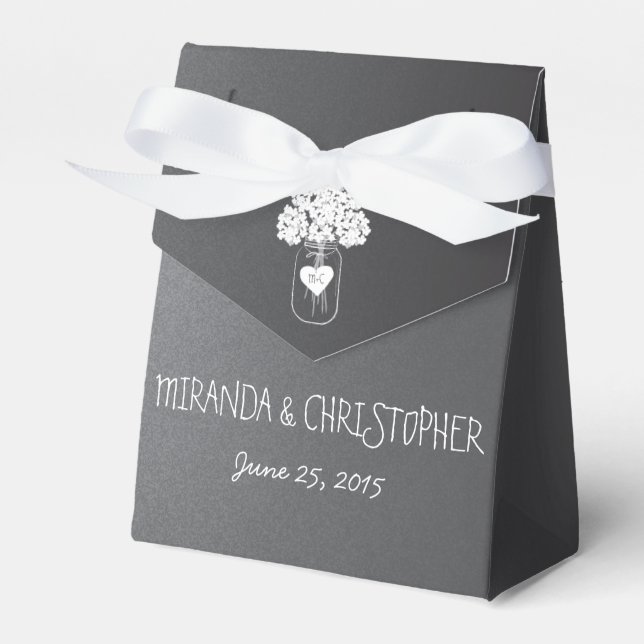 Chalkboard Mason Jar Floral Caja de Favor Personal (Front Side)