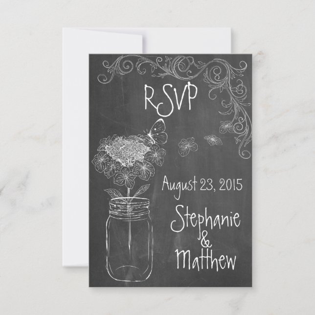 CHALKBOARD MASON JAR GARDEN WEDDING RSVP (Anverso)