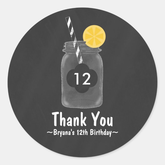 Chalkboard Mason Jar Pegatina de favores del parti (Anverso)