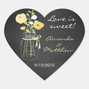 Chalkboard Mason Jar Wedding Favor Pegatinas