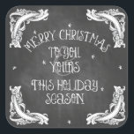 Chalkboard Merry Christmas Pegatina<br><div class="desc">Chalkboard Pegatina de Navidad de Feliz Navidad por Firedropdesign. Efecto de cartón con estrellas brillantes y texto tiza. ¿Quieres este diseño personalizado? ¡Contáctame arriba! Diseño Protegido por copyright 2012. FIredropdesign.com Todos los derechos reservados.</div>