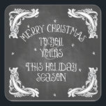Chalkboard Merry Christmas Pegatina<br><div class="desc">Chalkboard Pegatina de Navidad de Feliz Navidad por Firedropdesign. Efecto de cartón con estrellas brillantes y texto tiza. ¿Quieres este diseño personalizado? ¡Contáctame arriba! Diseño Protegido por copyright 2012. FIredropdesign.com Todos los derechos reservados.</div>