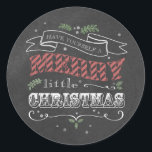 Chalkboard Merry Christmas Round Pegatina<br><div class="desc">Chalkboard Feliz pegatina de Navidad. ¡Personalizable. Parte de una colección de Navidades.</div>