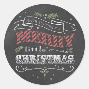 Chalkboard Merry Christmas Round Pegatina