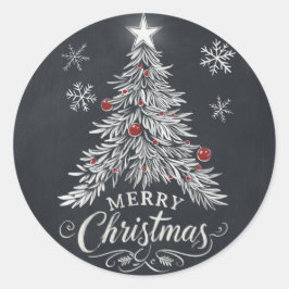 Chalkboard Merry Christmas Tree Sello para sobres