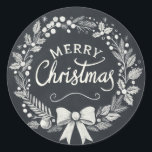 Chalkboard Merry Christmas Wreath Pegatinas<br><div class="desc">Añada un toque rústico y festivo a sus regalos y tarjetas de vacaciones con estos encantadores pegatinas de flores de Navidad estilo pizarra. Con un elegante diseño de corona adornado con bayas, bayas y un arco decorativo, estos pegatinas son perfectos para sellar sobres, decorar paquetes de regalos o agregar un...</div>