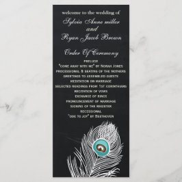 Chalkboard peacock boda programas de té longitud