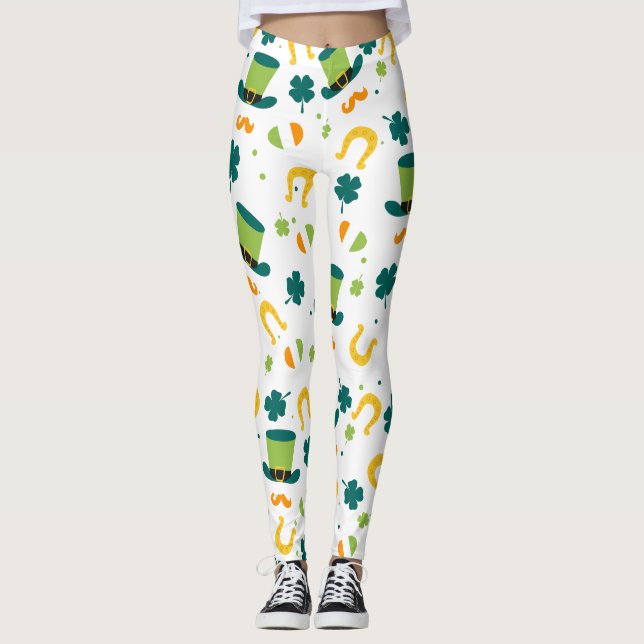Chalkboard Shamrock St. Patrick's Day Leggings (Anverso)