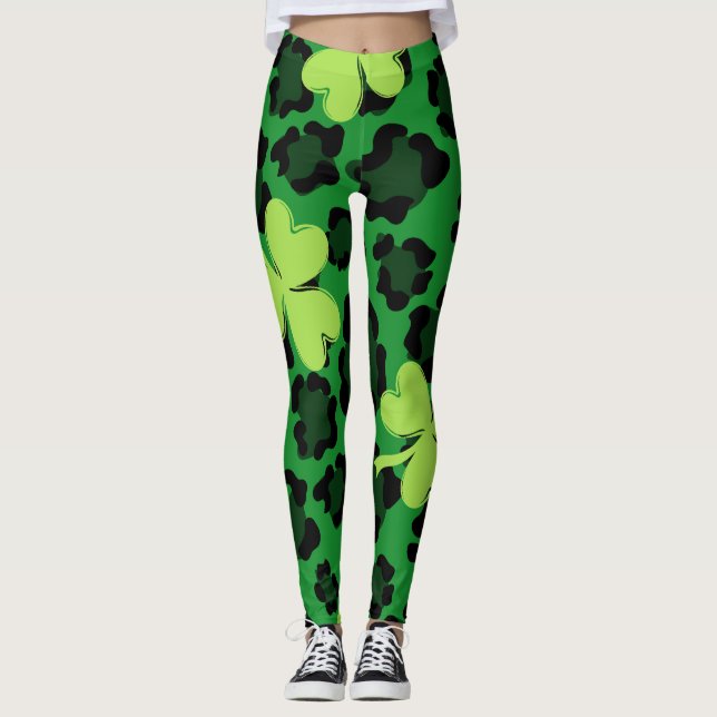 Chalkboard Shamrock St. Patrick's Day Leggings (Anverso)