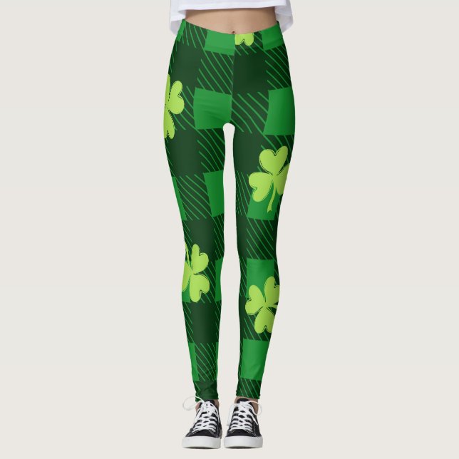 Chalkboard Shamrock St. Patrick's Day Leggings (Anverso)