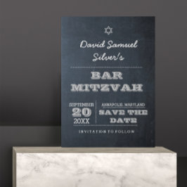 Chalkboard Silver Bar Mitzvah Guardar la tarjeta d