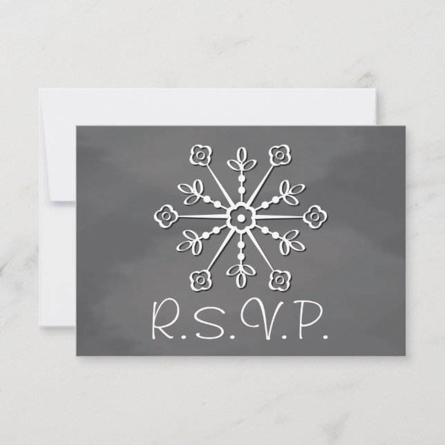 Chalkboard Snowflake Wedding Tarjeta de respuesta  (Anverso)