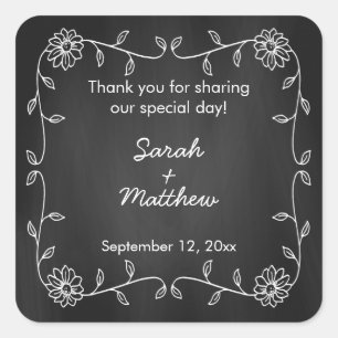 Chalkboard Sunflower Wedding Pegatinas favoritos