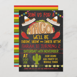 Chalkboard Taco Invitación a cumpleaños número 2