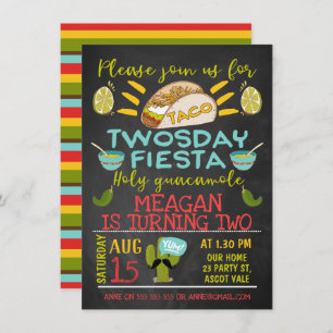 Chalkboard Taco Invitación de cumpleaños número 2