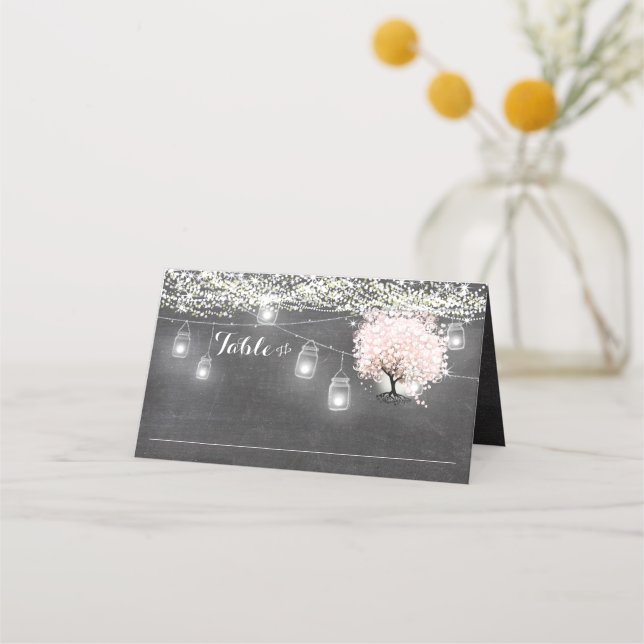 Chalkboard Tarjeta de plaza Boda de hoja de corazó (Anverso)