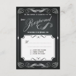 Chalkboard Vintage Negrita Typografía Boda RSVP