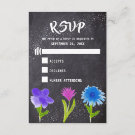 Chalkboard Watercolor Flower Wedding RSVP
