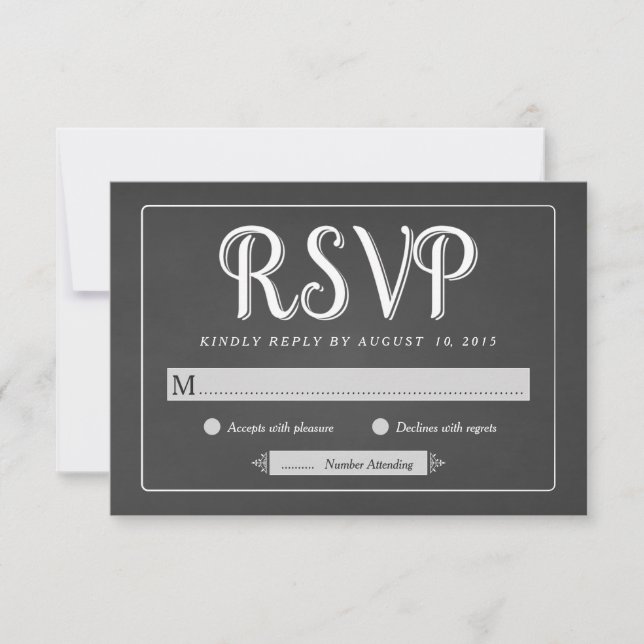 Chalkboard Wedding RSVP - Tarjetas de respuesta bá (Anverso)