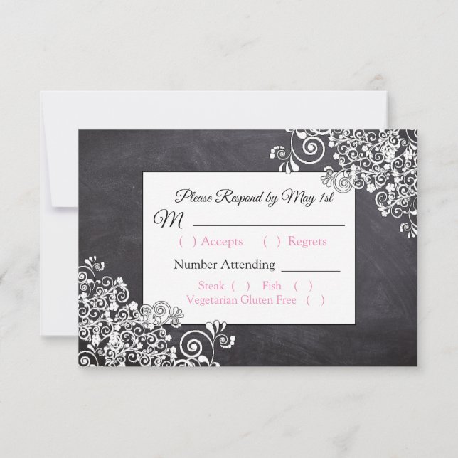 Chalkboard Wedding Tarjeta RSVP (Anverso)