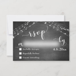 Chalkboard y luces con caligrafía Boda RSVP