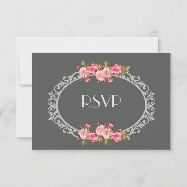 Chalkboard y Rosas Wedding RSVP (Anverso)