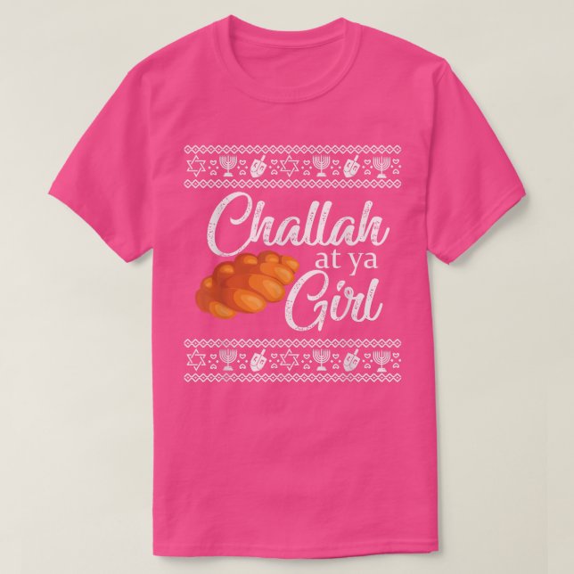 Challah at ya Girl Ugly Sweater funny Hanukkah mat (Diseño del anverso)