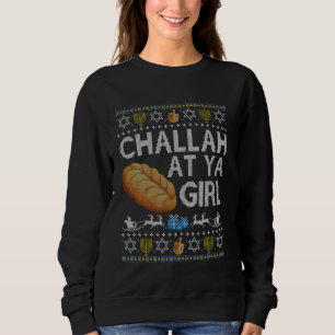 Challah En Ya Chica Ugly Hanukkah Sweater Dreidel