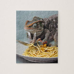 Chameleon comiendo Spaghetti Jigsaw Puzzle