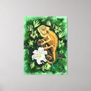 Chameleon En Hojas Imprimir Lienzo