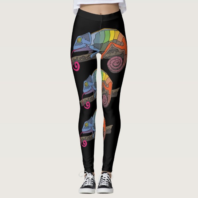 CHAMELEON LIZARD ART YOGA PANTALLA LEGGINS (Anverso)