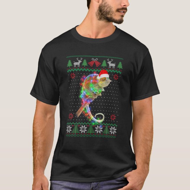 Chameleon Navidades de suéter feo animal cachorro  (Anverso)