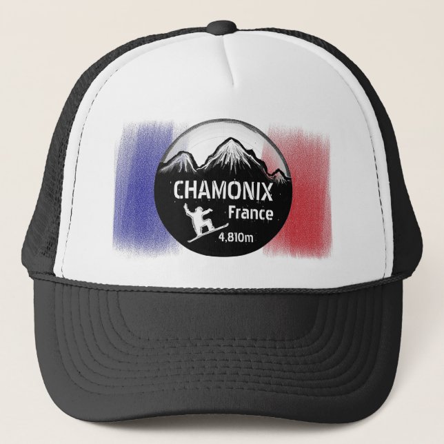 Chamonix Francia: arte de snboard gorra negro (Anverso)