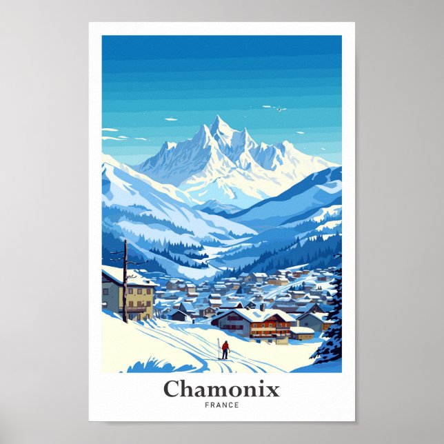 Chamonix Francia Ilustracion de arte de viajes (Frente)