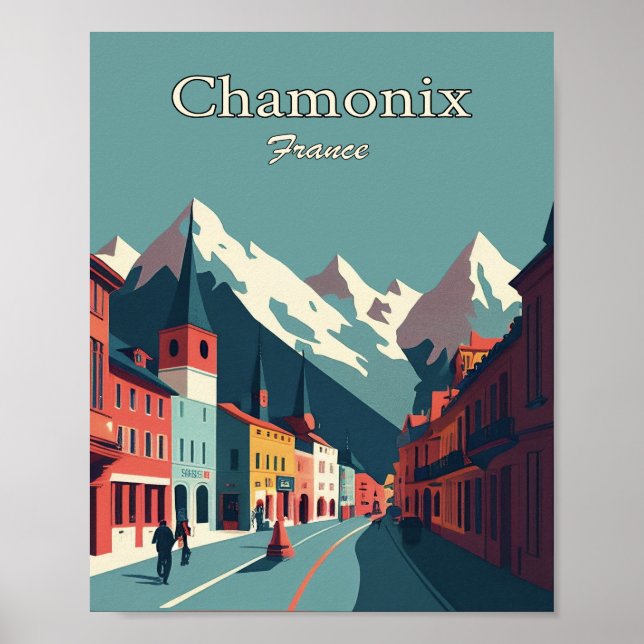 Chamonix Francia Minimalista Poster de arte de vin (Frente)