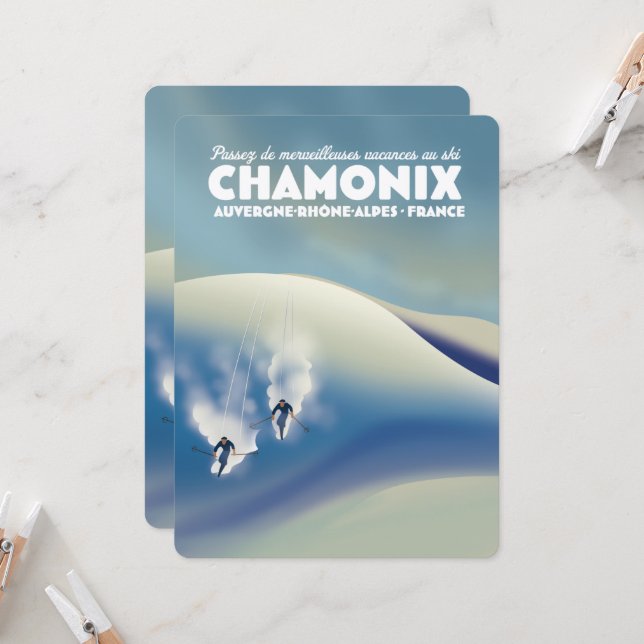 Chamonix - poster de esquí de Auvergne-Rhône-Alpes (Anverso/Reverso In Situ)
