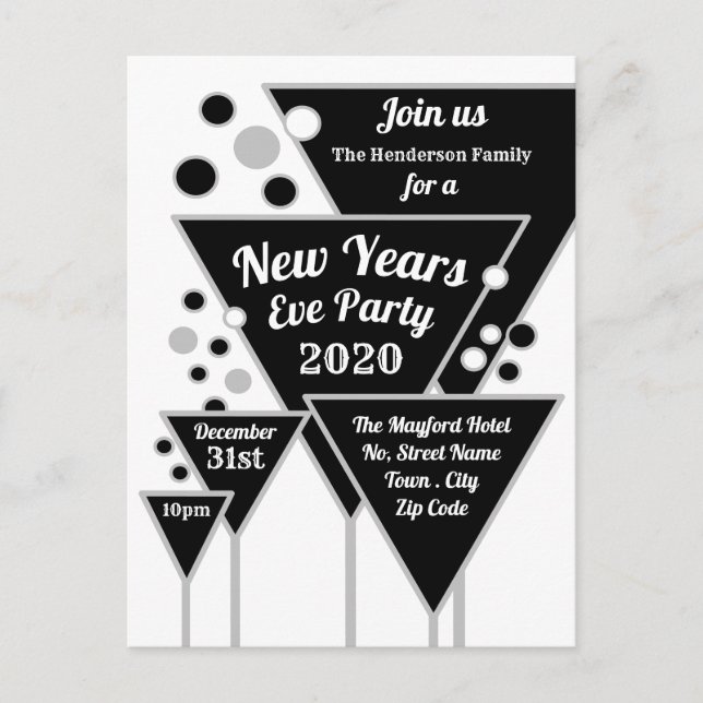 Champagne de plata, invitación para fiestas de Año (Anverso)