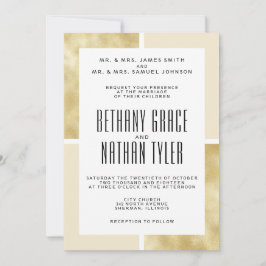 Champagne + Gold Classic Wedding Invitación