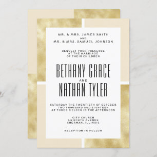 Champagne + Gold Classic Wedding Invitación