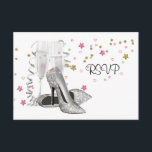Champagne High Heels 21st Birthday Fiesta RSVP<br><div class="desc">Purpurina de champán blanco tacones altos chicas mujeres fiesta de 21 años RSVP e invitación multipropósito. Añada sus detalles al frente y al reverso agregando los detalles del evento, el estilo de fuente, el tamaño y el color del tipo de letra y la redacción. Tenga en cuenta que todos los...</div>