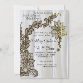 Champagne O Silk plateado E Invitación Al Lace Neg