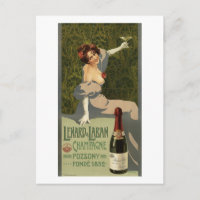 Champagne, publicidad, mujer, postal vintage