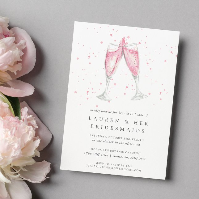 Champagne rosa | Bridesmaids Brunch Invitación (Subido por el creador)