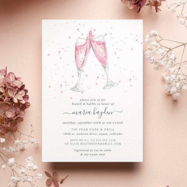 Champagne rosa | Invitación a la ducha de brunch y (Subido por el creador)
