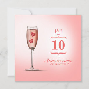 Champagne Rosado - Invitación de aniversario de bo