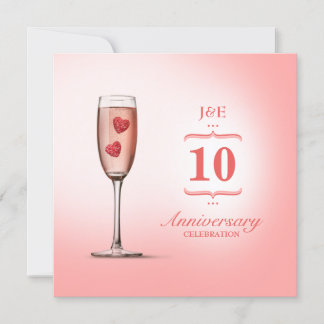 Champagne Rosado - Invitación de aniversario de bo