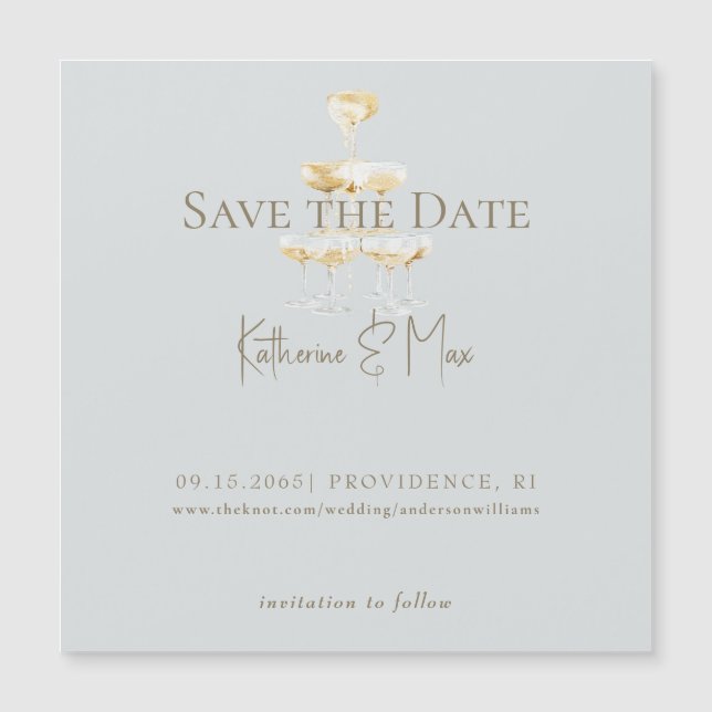Champagne Seafoam Wedding Save the Date Magnetic (Anverso)