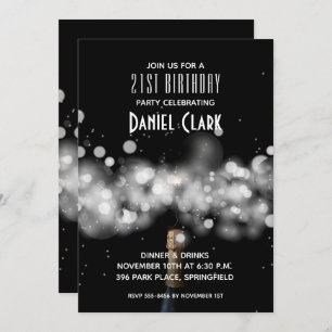 Champagne Sparkle 21st Birthday Party Invitation