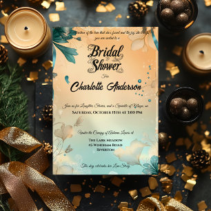 Champagne y Azul Polvo & Encaje Invitación para Br