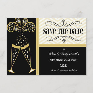 Champagne y Chevron para salvar la invitación